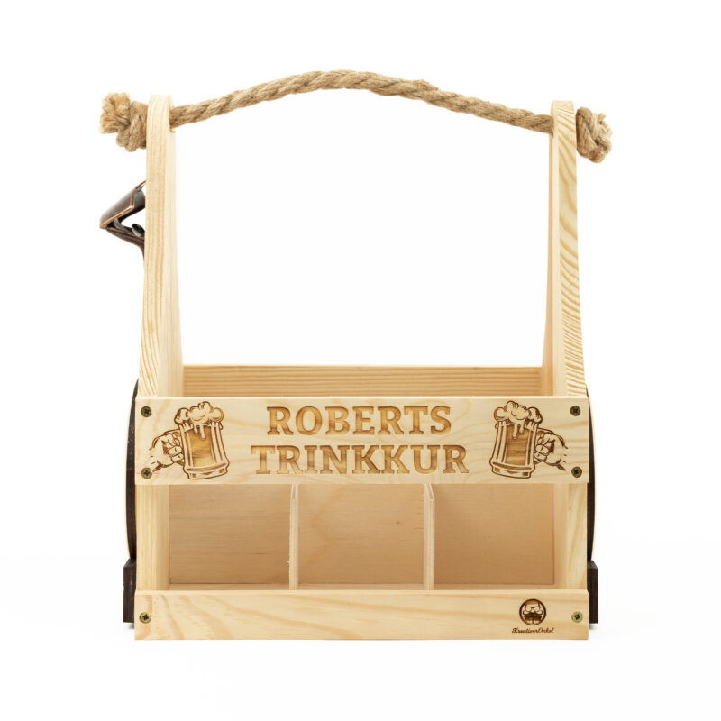 Bierträger aus Holz mit Namen - Trinkkur KreativerOnkel.de