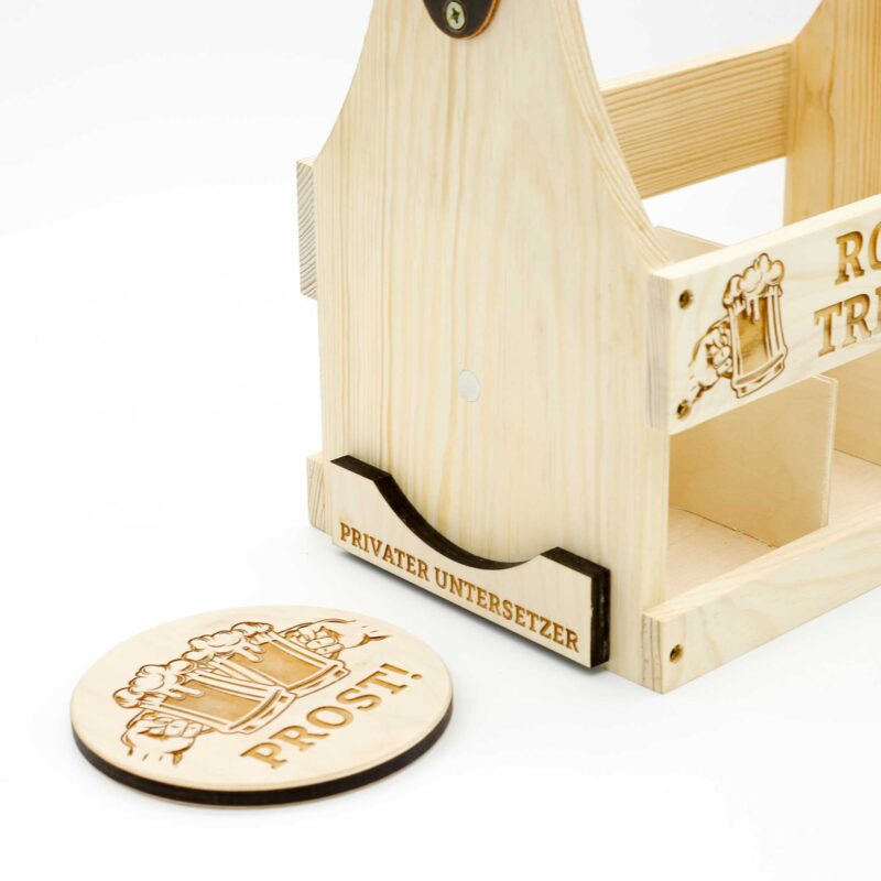 Bierträger aus Holz mit Namen - Trinkkur KreativerOnkel.de