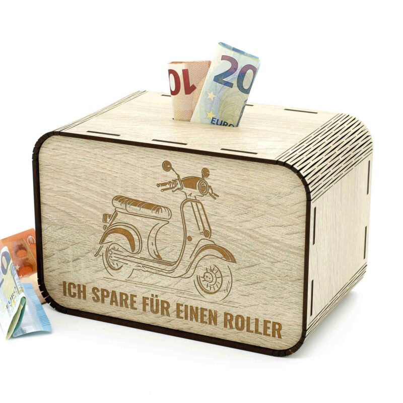 Sparbüchse - Ich spare für einen neuen Roller - für den zukünftigen Rollerbesitzer P06-05 KreativerOnkel.de