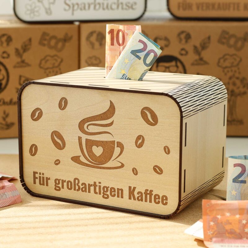 Kaffeekasse Spardose - Für großartigen Kaffee - für Cafés P04-02 KreativerOnkel.de