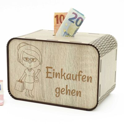 Spardose - Einkaufen gehen - Dame P06-12-1 KreativerOnkel.de
