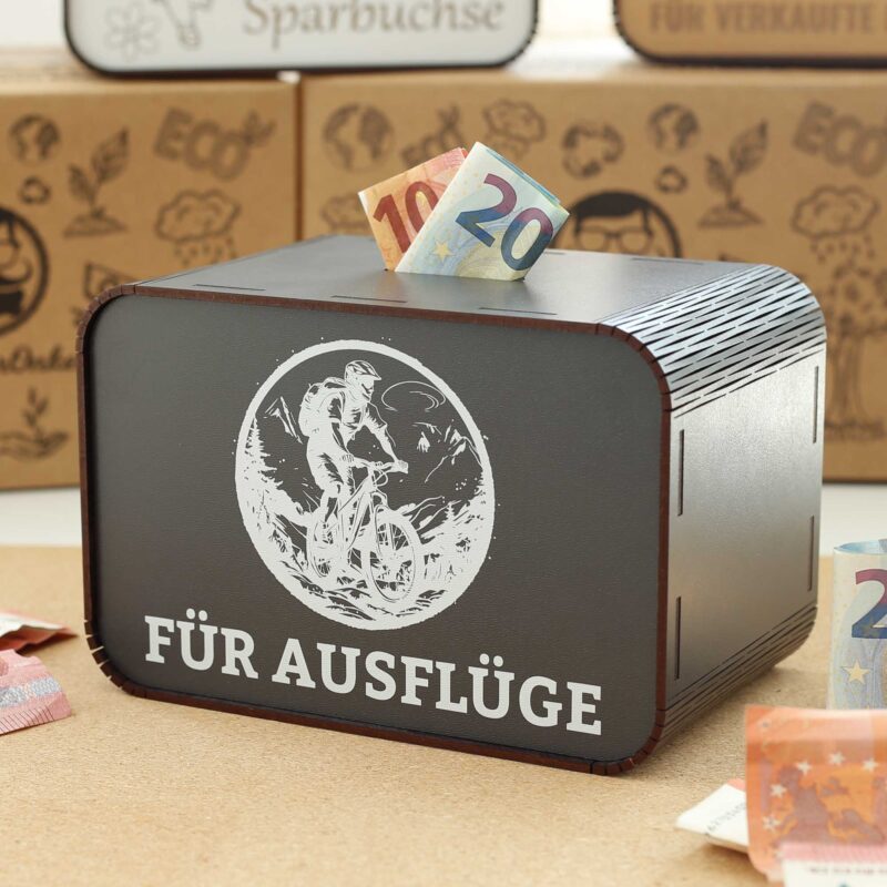 Spardose - Für Ausflüge - Fahrrad und Berge - für Radfahrer P06-13 KreativerOnkel.de