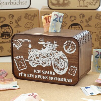 Spardose - Ich spare für ein neues Motorrad – für einen Motorradfahrer P06-04 KreativerOnkel.de