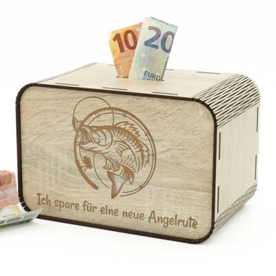 Spardose - Ich spare für eine neue Angelrute – für einen Fischer P06-09 KreativerOnkel.de