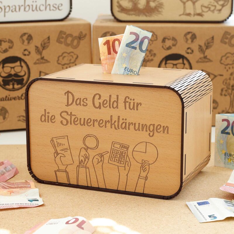 Spardose - das Geld für die Steuererklärungen P04-10-1 KreativerOnkel.de