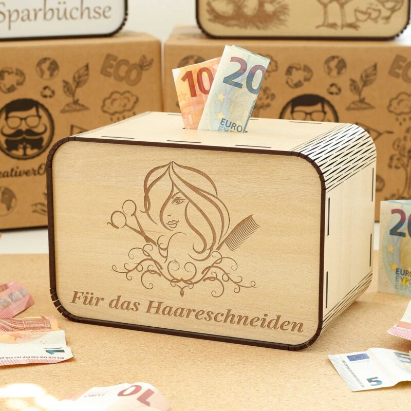 Spardose für das Haareschneiden – für Friseurin P04-08 KreativerOnkel.de