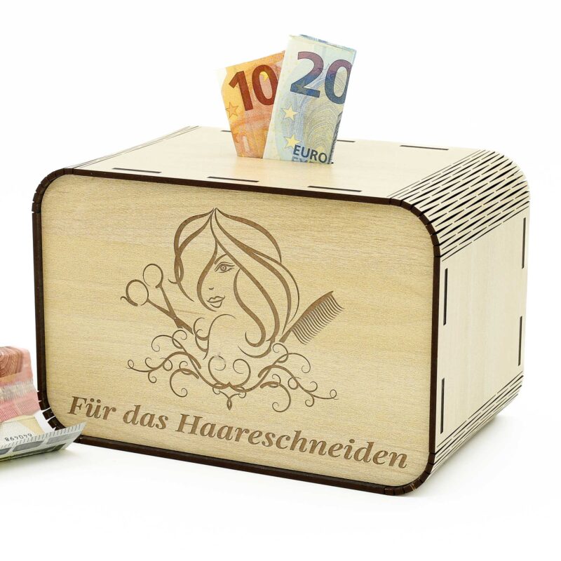 Spardose für das Haareschneiden – für Friseurin P04-08 KreativerOnkel.de