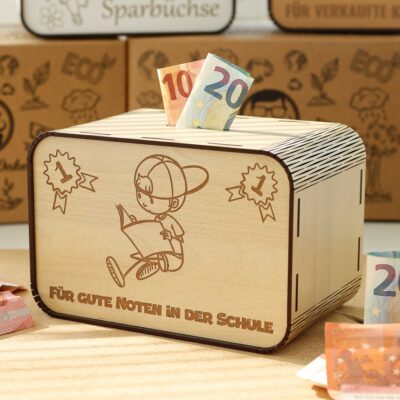 Spardose - für gute Noten in der Schule - Junge P03-14 KreativerOnkel.de