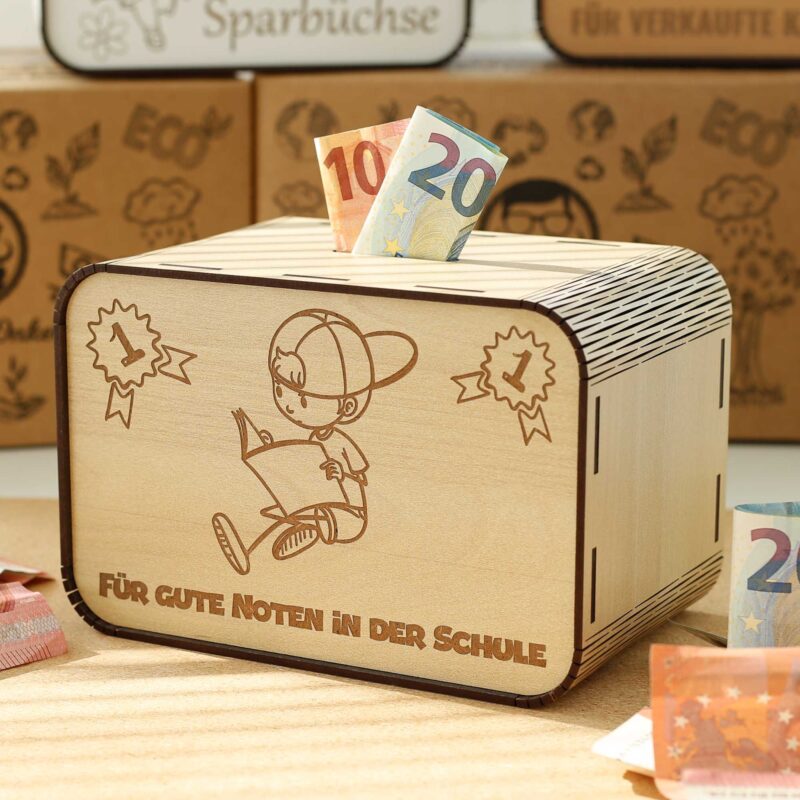 Spardose - für gute Noten in der Schule - Junge P03-14 KreativerOnkel.de