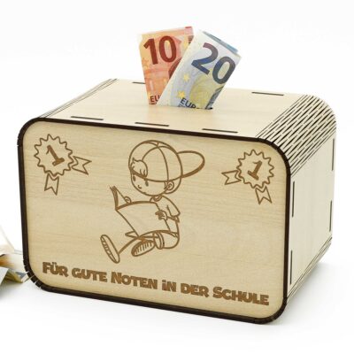 Spardose - für gute Noten in der Schule - Junge P03-14 KreativerOnkel.de
