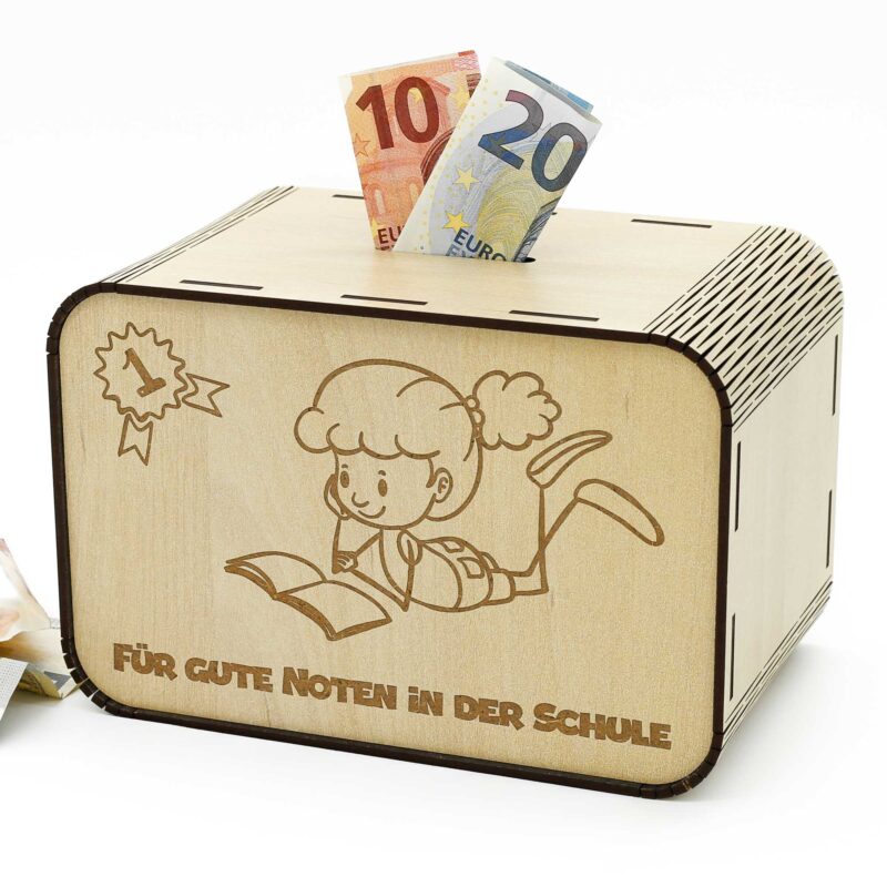 Spardose - für gute Noten in der Schule - Mädchen P03-13 KreativerOnkel.de