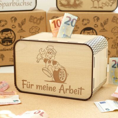 Spardose - für meine Arbeit - für einen Automechaniker P04-04-1 KreativerOnkel.de