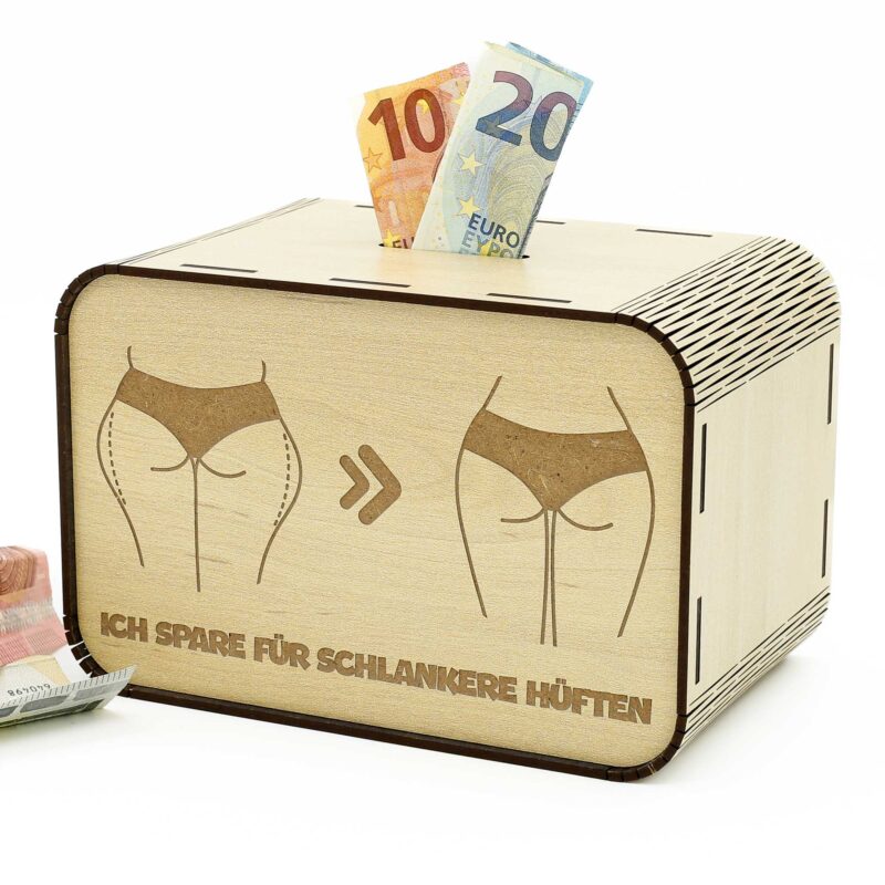 Spardose lustig - Ich spare für schlankere Hüften P07-04 KreativerOnkel.de