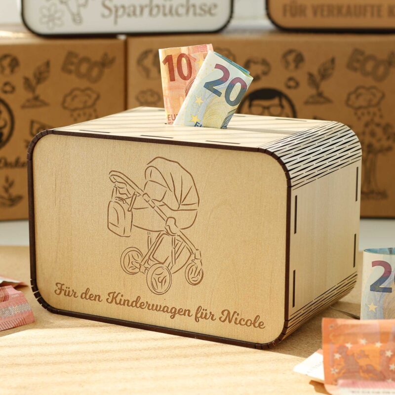 Spardose mit Namen - für den Kinderwagen P03-12 KreativerOnkel.de