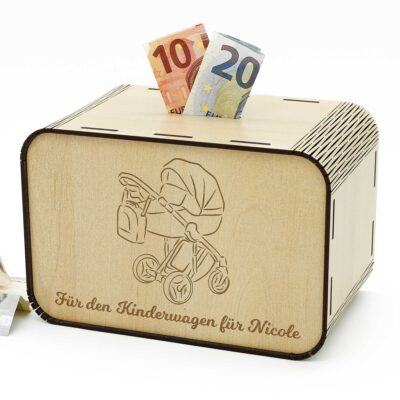 Spardose mit Namen - für den Kinderwagen P03-12 KreativerOnkel.de